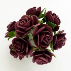 Роза открытая, цвет марсала - 25мм (10шт.)