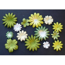 Цветочки плоские бело-зеленые тона - 20-50мм  (100шт.)