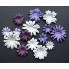 Цветочки плоские пурпурно-белые тона - 20-50мм (100шт.)