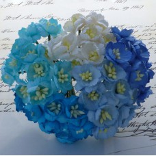 Цветок вишни, синий/голубой микс - 25мм (50шт.)