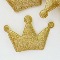 Украшение "Корона" с глиттером, золото, 55*80мм