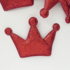 Украшение "Корона" с глиттером, красная, 55*80мм