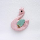 Украшение "Лебедь", розовый, 50*60мм