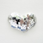 Украшение "Сердце", пайетки серебро, 35*50мм