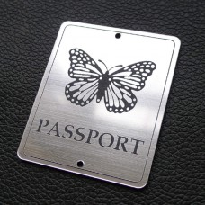 Табличка "Passport - бабочка", серебро, 50*60мм