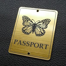 Табличка "Passport - бабочка", золото, 50*60мм