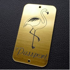 Табличка "Passport - фламинго", золото, 45*80мм