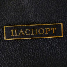 Табличка "Паспорт", чёрный/золото, 12*50мм